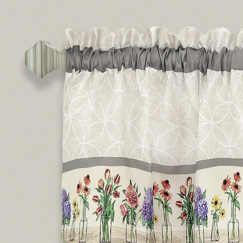 Kate Aurora 3 Piece Gardenia Florals Rod Pocket Kitchen Curtain Tier & Valance Set, 3 of 9