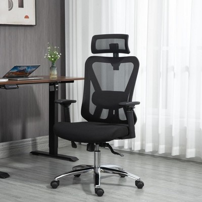 Ergonomic Office Chair, High Back Computer Chair with Adjustable 3D Headrest & Silent Scroll Wheel, Adjustable Mesh Computer Chair with Lumbar Support