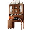 INFURNIC Decorative Bookshelf Office Desk with 5 Storage Drawers and Transparent Glass-Door Bookshelf for Home Office, Bedroom, Walnut, 35.25"*23"*8" - 4 of 4