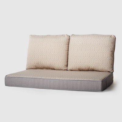 Rolston 3pc outdoor Replacement Loveseat Sofa Cushion Set Geometric - Haven Way