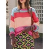 Imily Bela Womens Color Block Cropped Sweaters 2025 Winter Trendy Casual Oversized Y2k Going Out Striped Pullover Tops - 4 of 4