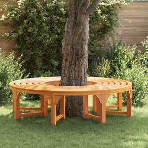 Tree Bench 2 pcs Brown 160 x 160 x 45cm Solid Eucalyptus wood - 1 of 4
