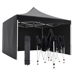 Pop Up Canopy Tent, 10 x 10 Ft Commercial Instant Shade Canopy, Outdoor Portable Shelter for Events, Parties, Camping, Black - 1 of 4