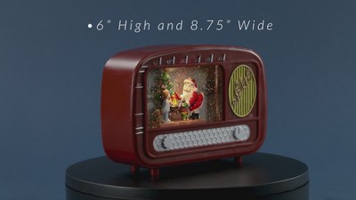 Santa Sighting Retro Radio LED Lighted Christmas Snow Globe