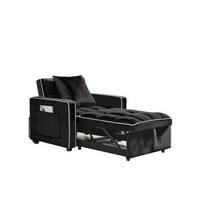 VYNXARIA Three-in-one sofa bed chair folding sofa bed adjustable back into a sofa recliner single bed adult modern chair bed berth black