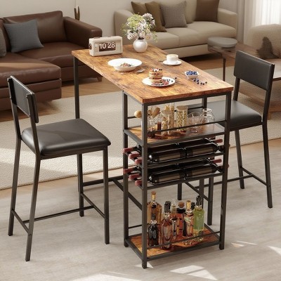 Dining Table Set for 2, with 4-Tier Shelves