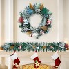 24 Inch Christmas Wreaths for Front Door, Artificial Xmas Wreath with Tree and Little House Decorations, for Home Wall Window Indoor Outdoor Winter - 2 of 4