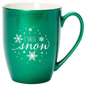 Elanze Designs I Smell Snow Emerald Green 10 ounce New Bone China Coffee Cup Mug - 1 of 4
