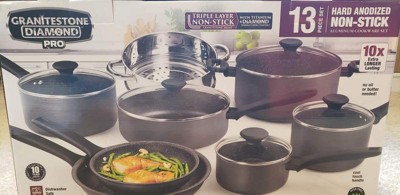 Granitestone 13-Piece Pro Premier Hard Anodized Stovetop Set with Easy –