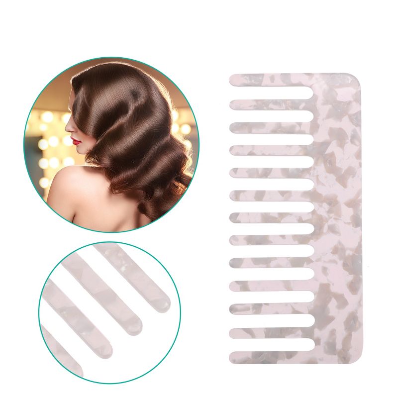 Unique Bargains Anti-Static Hair Comb Wide Tooth for Thick Curly Hair Hair Care Detangling Comb For Wet and Dry Dark 2.5mm Thick Pink 2 Pcs, 2 of 7