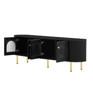 NicBex TV Stand with Glass Door for TVs up to 80 Inches,Modern Entertainment Center with 4 Cabinets and Metal Legs - 1 of 3