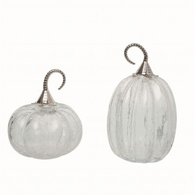 Transpac Glass Clear Harvest Vine Pumpkins Set of 2