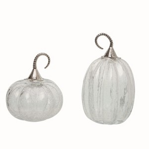 Transpac Glass 9 in. Off-White Autumn Curled Vine Pumpkins Set of 2 - 1 of 2