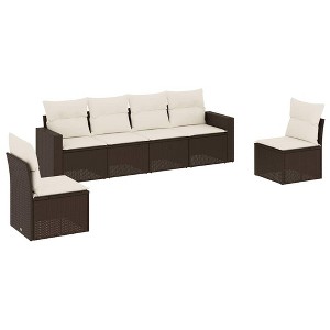 vidaXL Garden Sofa Set Brown, Cream White - 1 of 4