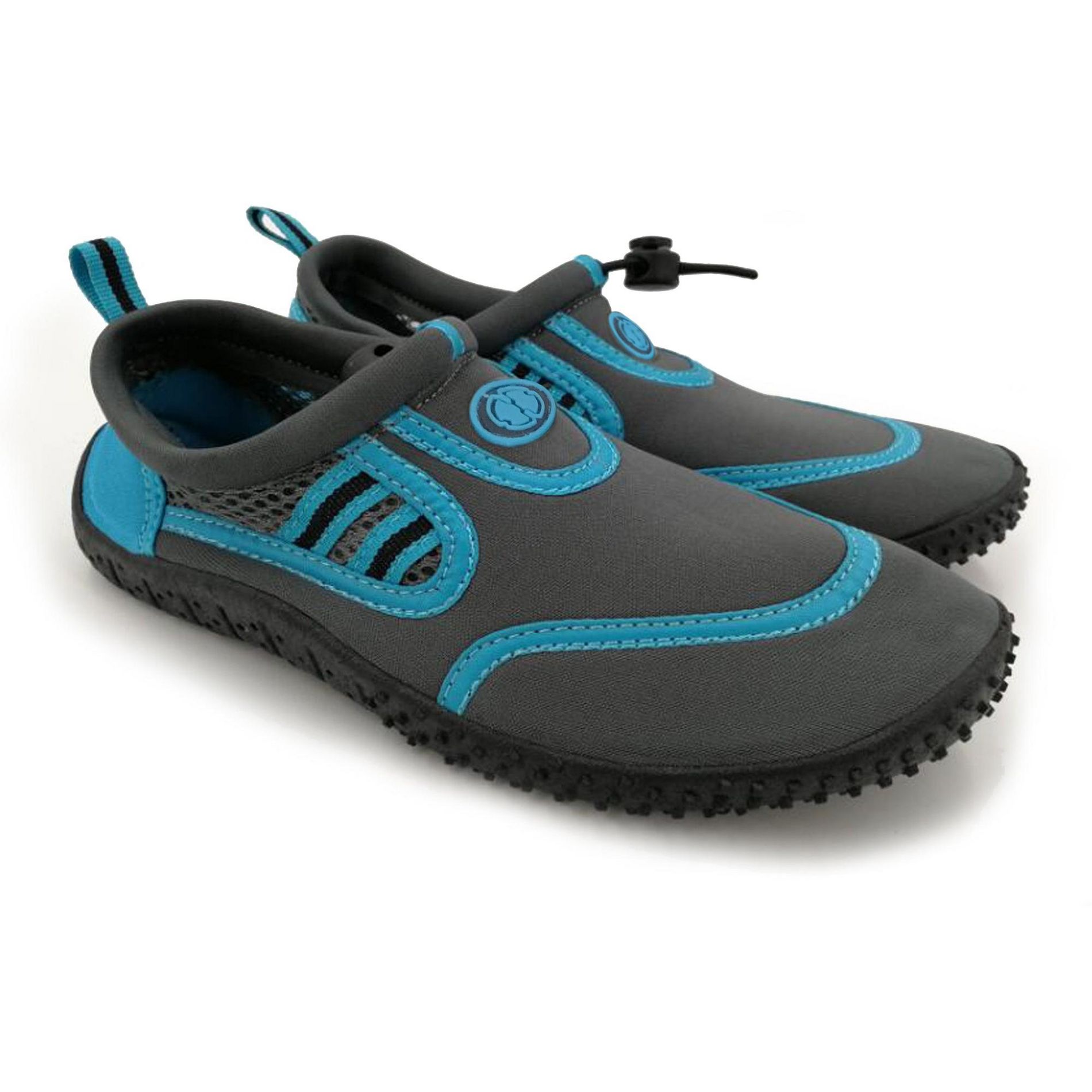 Hardcore womens water shoes; Quick drying aqua socks for barefoot running, swimming, poolside fun at the water park, camping, yoga Blue 8