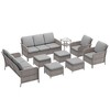 Sonkuki 9 Pieces Patio Sofa with Ottomans Set, All-Weather PE Rattan Wicker, Patio Conversation Couch with Cushion, Sand - 2 of 4