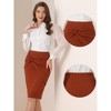 INSPIRE CHIC Women's Work Ruched High Waist Midi Pencil Skirt - 2 of 4