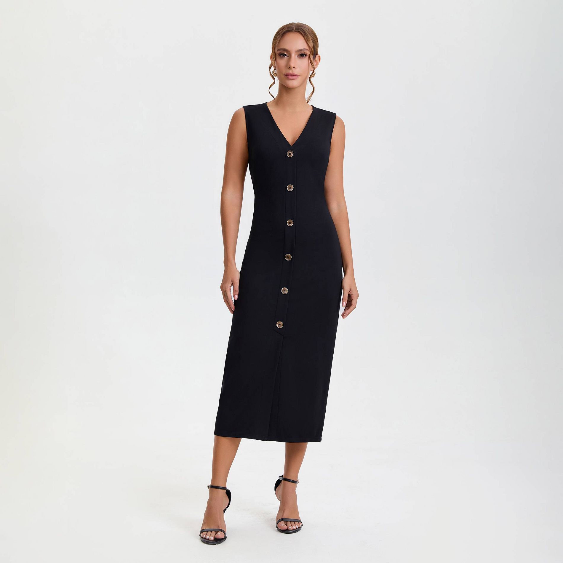 Women's Fitted Knit Maxi Bodycon Dress - A New Day™ Black