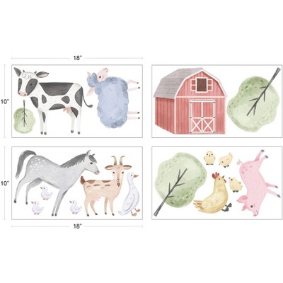 Farm Animals Multicolor Peel and Stick Wall Decal Set