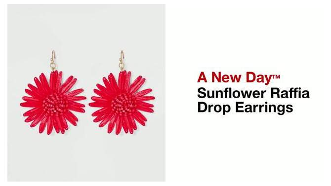 Sunflower Raffia Drop Earrings - A New Day™, 2 of 7, play video