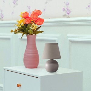 8.66" Petite Ceramic Orb Base Bedside Table Desk Lamp with Matching Tapered Drum Fabric Shade - Creekwood Home - 1 of 4
