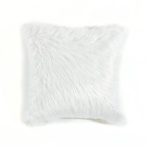 20 x20 Oversize Mongolian Luca Soft Faux Fur Square Throw Pillow Cover White Lush Decor Target