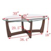 APRILSOUL48"Oval Glass Coffee Table, Cherry Round Coffee Table Center Table with Glass Top, Small Coffee Table - 4 of 4