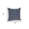 HomeRoots 20" Blue and Brown Quatrefoil Wool Throw Pillow With Embroidery - 3 of 4
