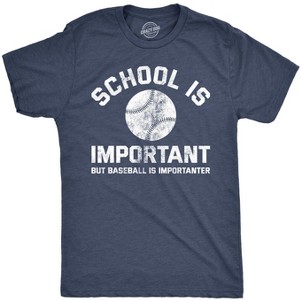Mens School Is Important But Baseball Is Importanter T Shirt Funny Sports Tee - Crazy Dog Men's T Shirt - 1 of 4