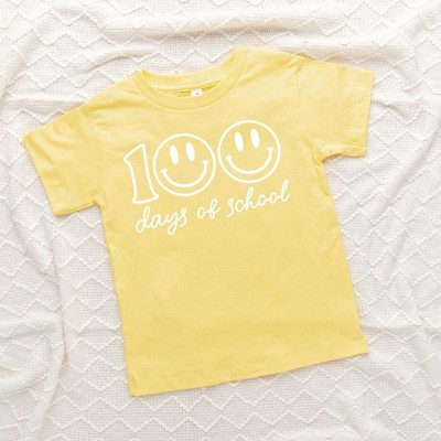 The Juniper Shop 100 Days Of School Smiley Face Toddler Short Sleeve Tee