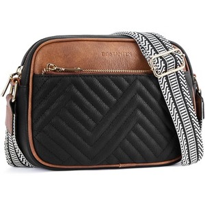 Quilted Crossbody Bags for Women Vegan Leather Purses Small Shoulder Handbags with Wide Strap - 1 of 4