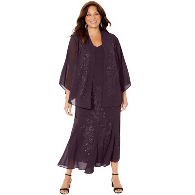 Catherines Women's Plus Size Petite Masquerade Beaded Dress Set