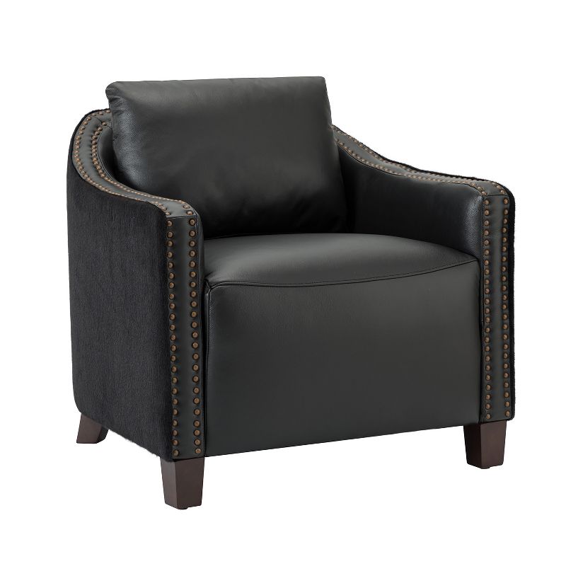 Angeles 29.92" Wide Genuine Leather Barrel Chair for Living Room and Bedroom | ARTFUL LIVING DESIGN, 1 of 11