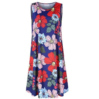 Womens Plus Size Casual Boho Sundress Summer Sleeveless Dresses