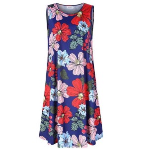 Womens Plus Size Casual Boho Sundress Summer Sleeveless Dresses - 1 of 1