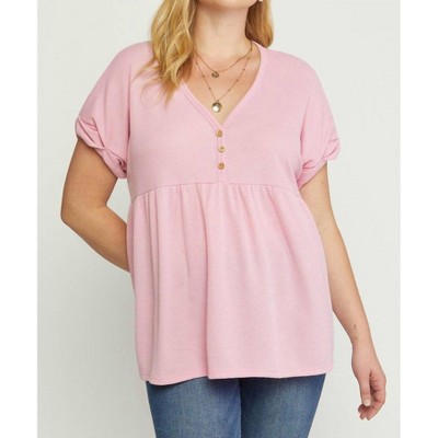 Women's Waffle Knit Babydoll Top - entro