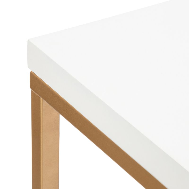 Kate and Laurel Truss Rectangle MDF Pub Table, 42x24x36, White and Gold, 3 of 9