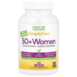 Super Nutrition SimplyOne®, 50+ Women Multivitamin + Super Complexes, Iron Free, 90 Tablets - 1 of 3
