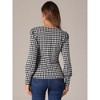 Allegra K Women's Houndstooth Square Neck Bishop Sleeve Casual Blouse - 3 of 4