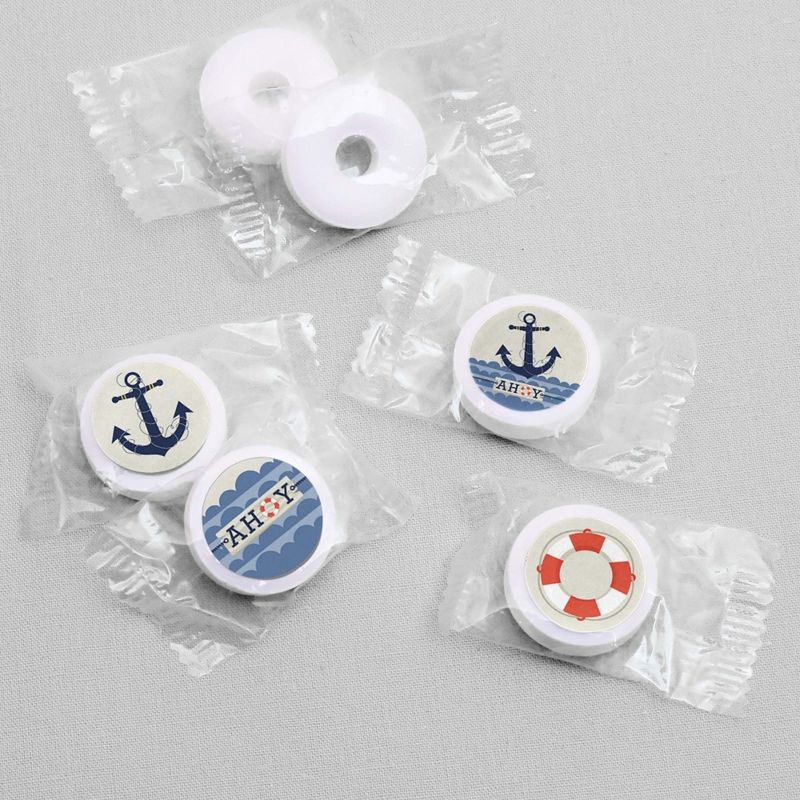 Big Dot of Happiness Ahoy - Nautical - Baby Shower or Birthday Party Round Candy Sticker Favors - Labels Fits Chocolate Candy (1 sheet of 108), 5 of 7