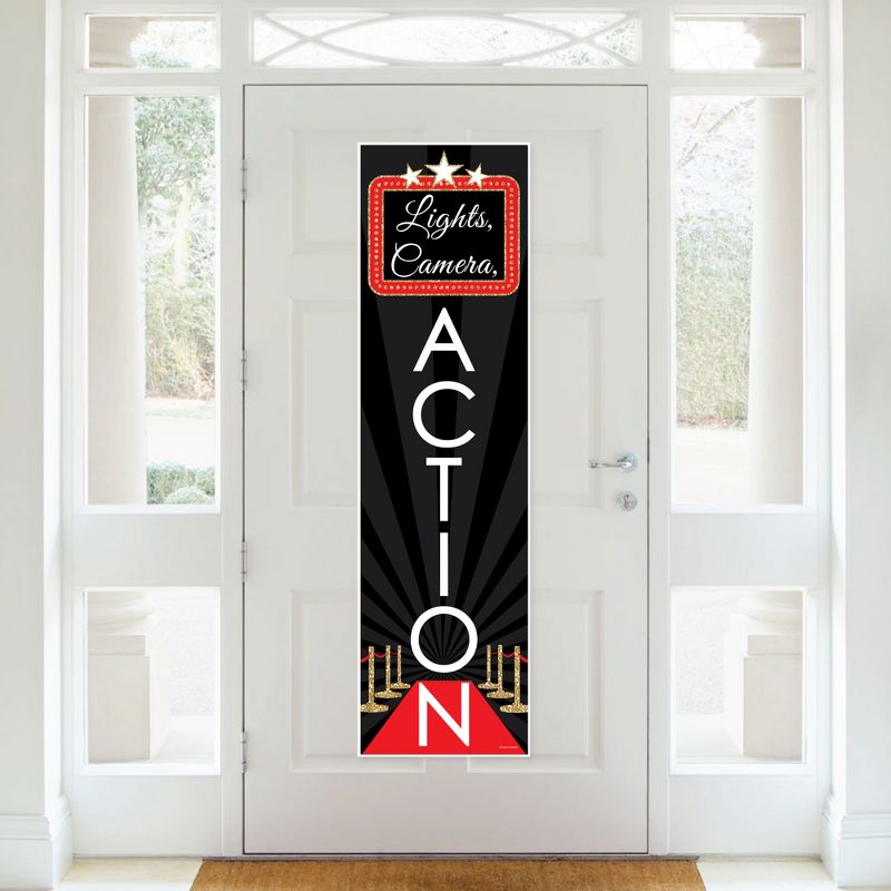 Big Dot of Happiness Red Carpet Hollywood - Movie Night Party Front Door Decoration - Vertical Banner, 3 of 9