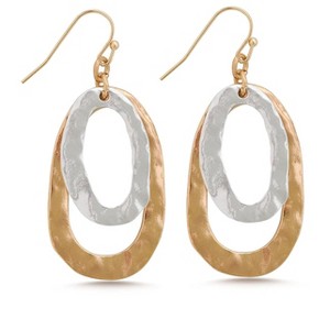 Two-Tone Boho Oval Earrings | Irregular Statement Jewelry for Women - 1 of 4