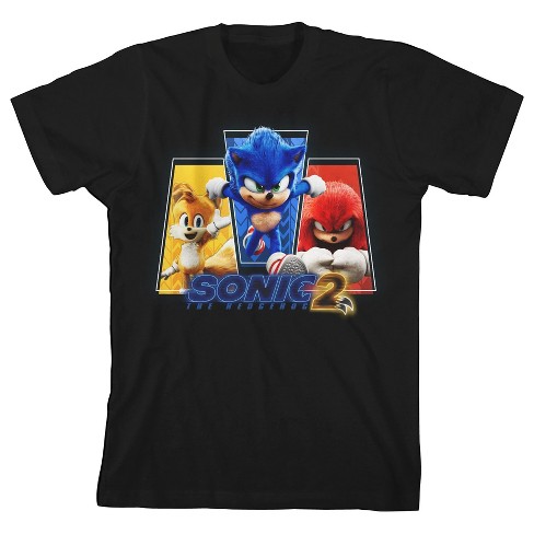 Sonic The Hedgehog 2 Movie Characters Youth Boys Black Graphic T-shirt ...