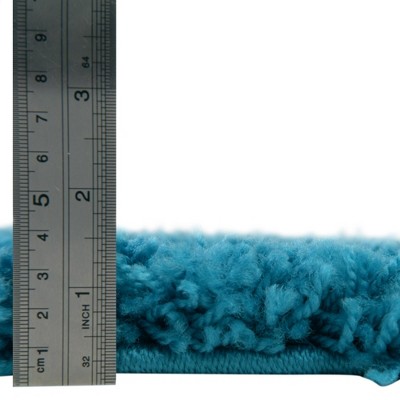Turquoise 9' x 12' Rectangular Solid Shag Synthetic Area Rug