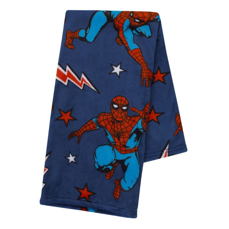Marvel Spiderman Blue, Red and White Super Soft Plush Baby Blanket, 2 of 5
