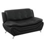 DOMETOUR Modern Faux Leather Loveseat - Living Room Sofa Black - 2 of 4