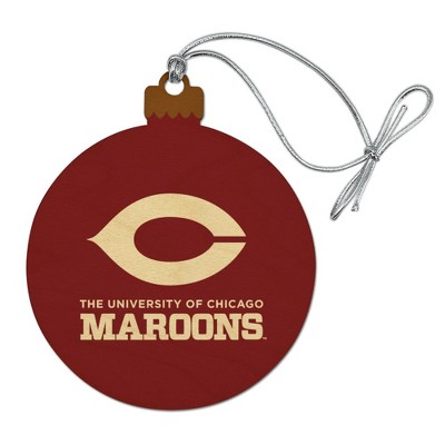 University of Chicago Maroons Logo Wood Christmas Tree Holiday Ornament