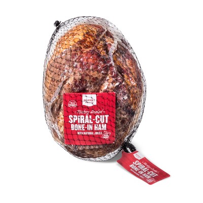 Hickory Smoked Spiral-Cut Bone-In Ham - 6-10 lbs - price per lb - Market Pantry&#8482;