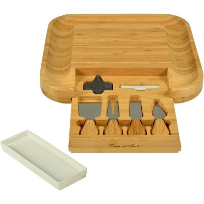 NCAA Army Black knights Large Bamboo Charcuterie Board with Knives, dish & Cheese Markers