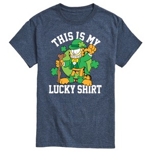 Men's - Garfield - This Is My Lucky Shirt Patrick's Day Short Sleeve Graphic T-Shirt - 1 of 4